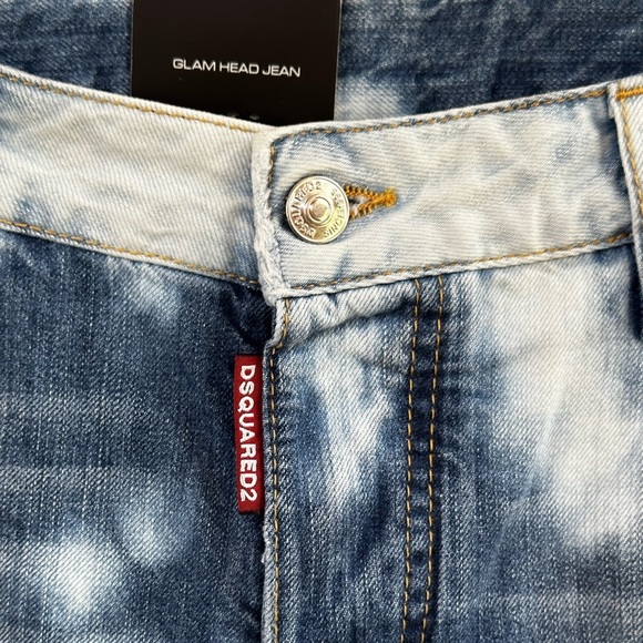 Dsquared2 “Glam Head” Blue Tie Dye Cropped Distressed Jeans Size 42 Or US 6 NWT - Picture 8 of 16